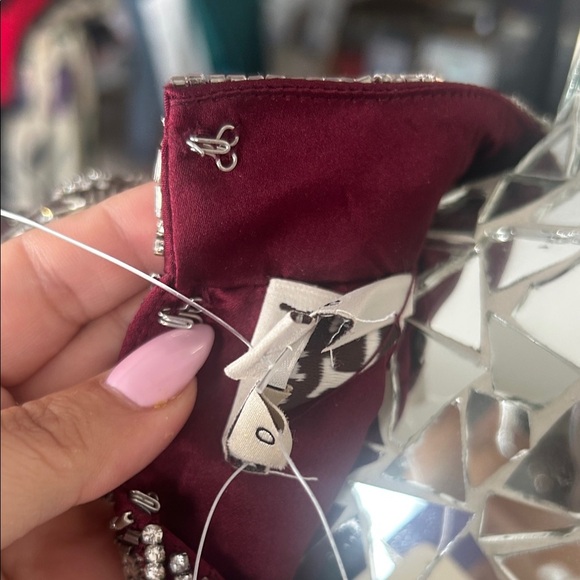 HAUTE HIPPIE Burgundy Silk Crystal Embellished High Neck Dress 0 - Picture 11 of 15